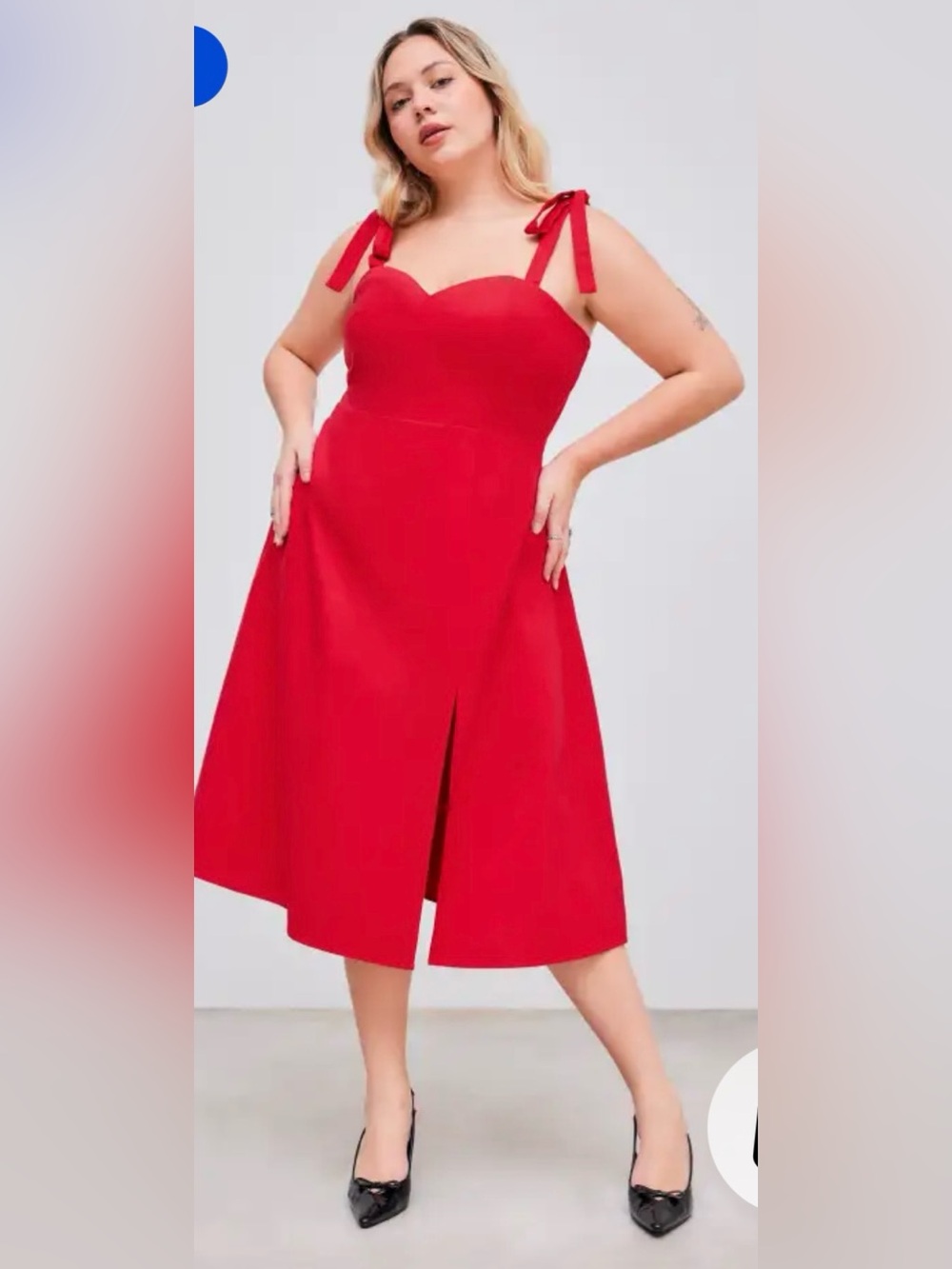 Cider Red Tie-Shoulder Sweetheart Midi Dress - Size 2XL